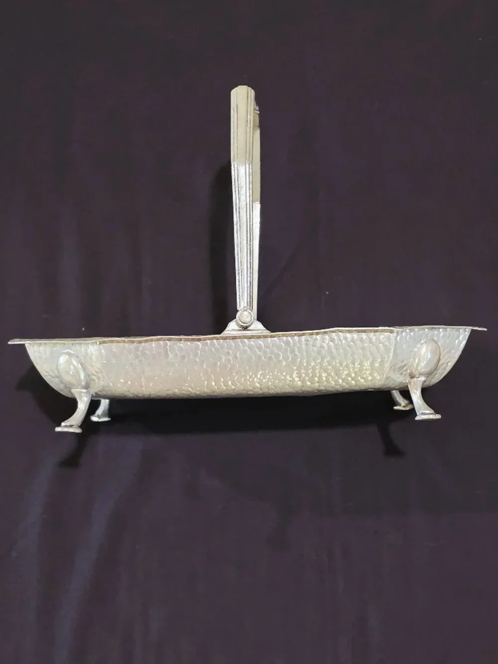 RARE Vintage Art Deco Hammered CIVIC Pewter Handled Basket Pattern No. 3492